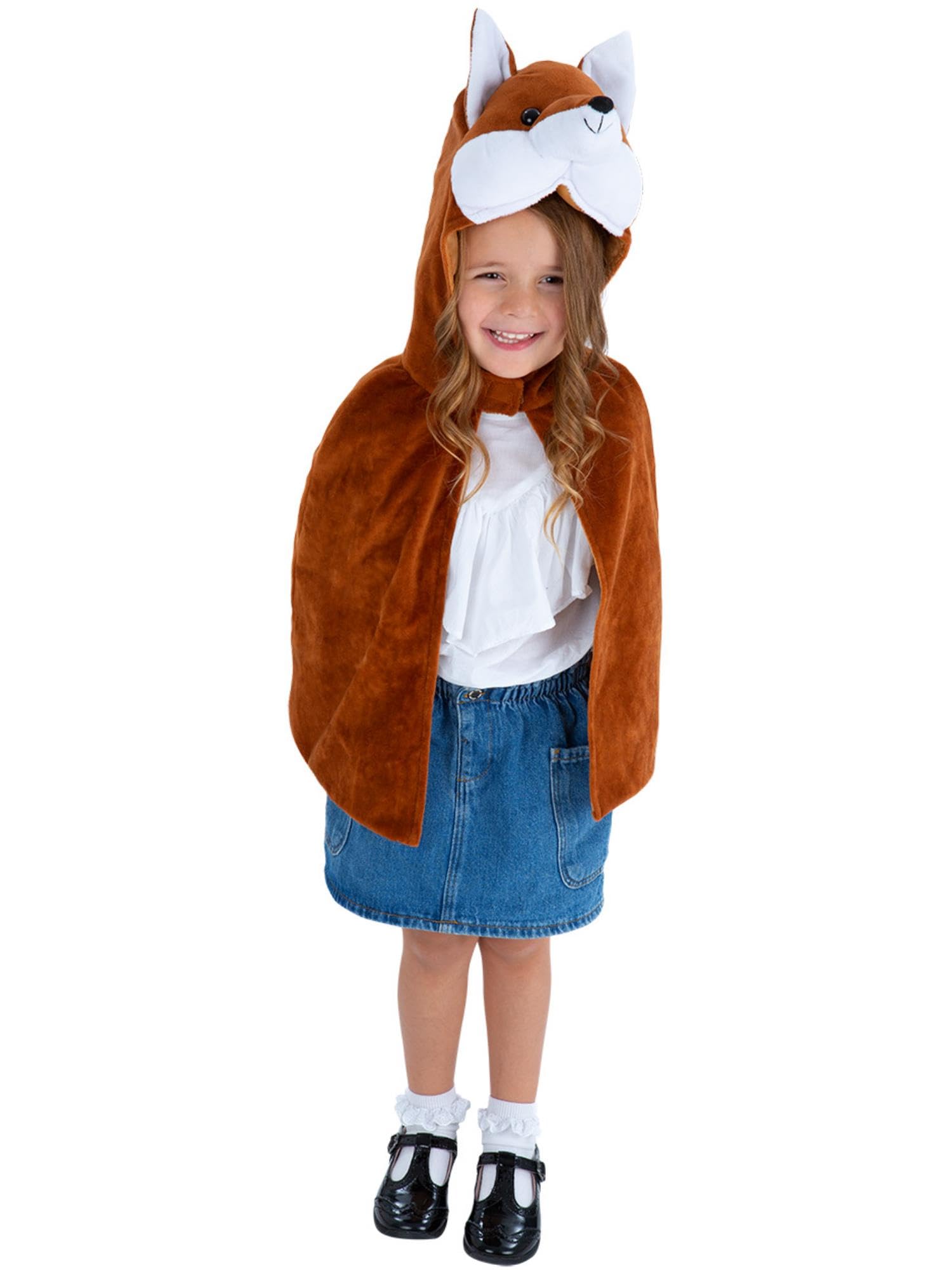 Smiffys Deluxe Kids Fox Cape, Soft Plush Fancy Dress Costume Accessory with Hood, Children’s Animal Dress Up for World Book Day and Parties