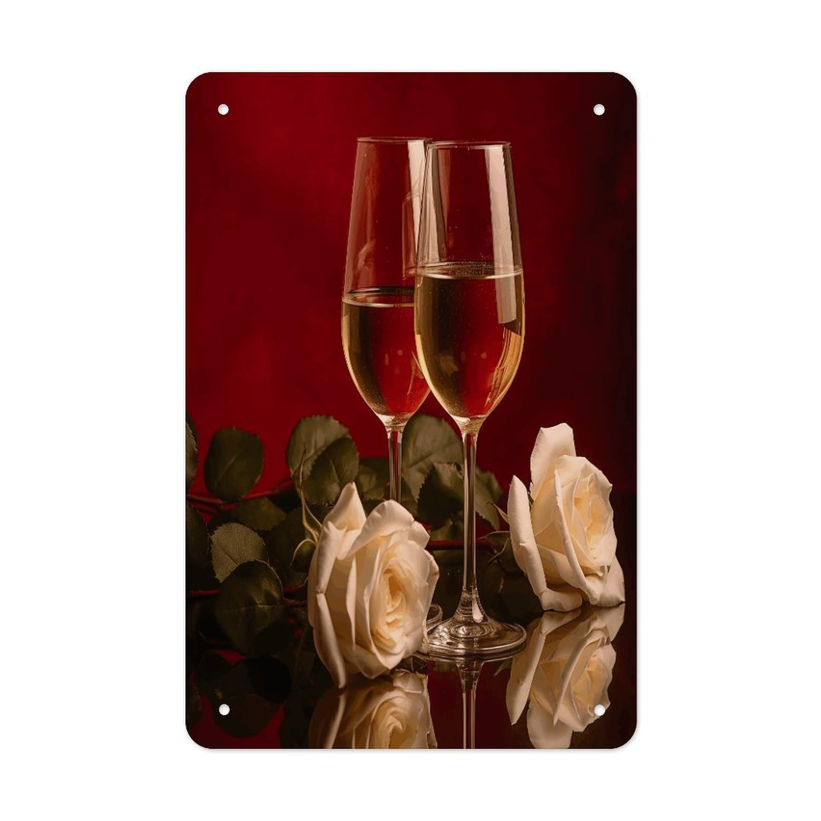 Wine And Roses Metal Tin Sign Wall Decor Funny Retro Sign Weatherproof Metal Wall Art for Indoor Or Outdoor Retro Tin Signs for Kitchen Office Home Bar Decor 11.8 X 7.9 Inch