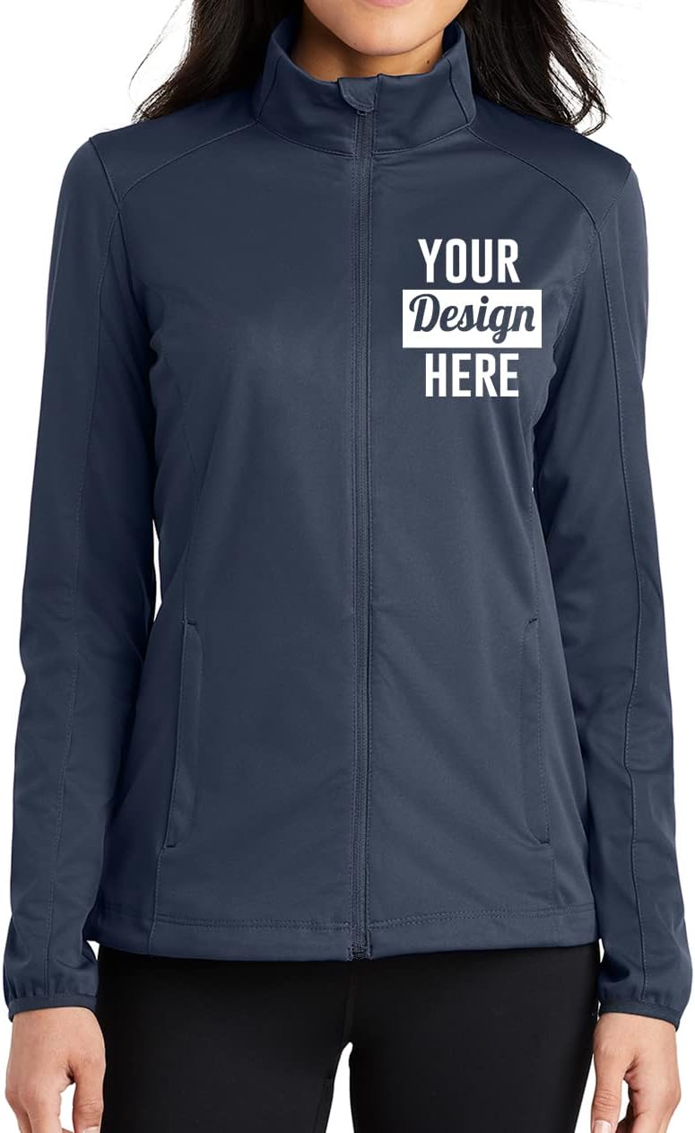 INK STITCH Women L717 Custom Design Your Own Logo Text Stitching Active Soft Shell Jackets