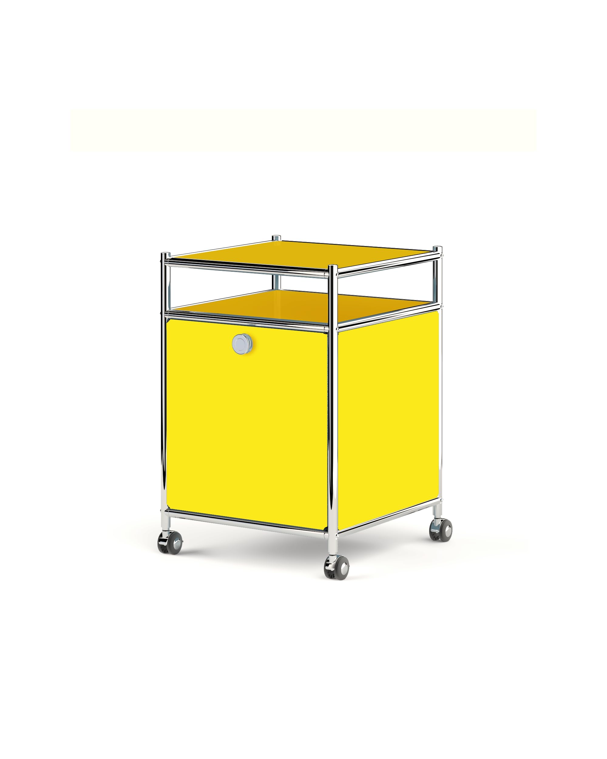 Chariot de Rangement Mat avec Porte à Rabat, Grande capacité, roulettes Amovibles, mobilier Moderne à Monter soi-même, idéal pour la Maison, Le Bureau, la Chambre, la Cuisine (Jaune Mat)
