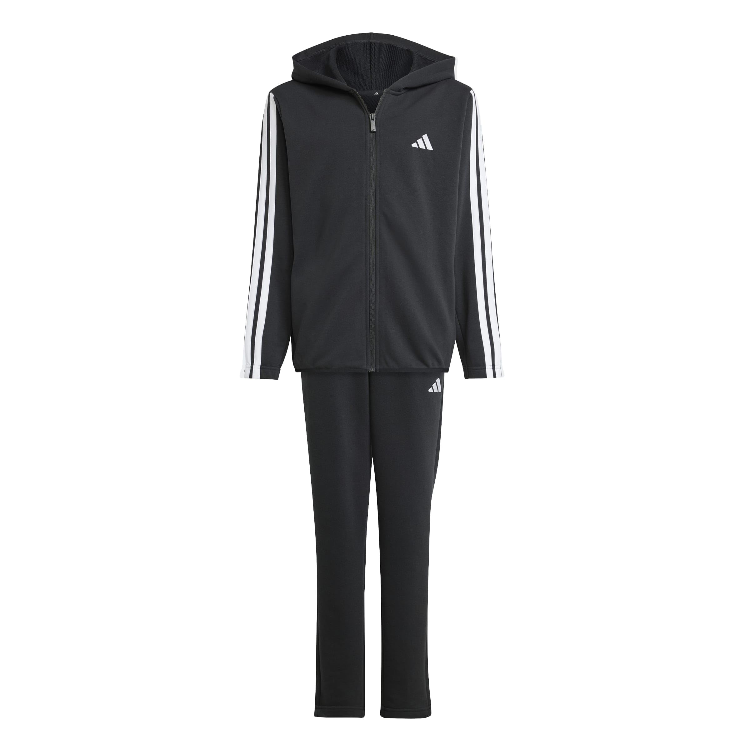 adidas Unisex - Bambini ESSENTIALS 3 STRIPES TRACKSUIT, black/​white, 7-​8 Years