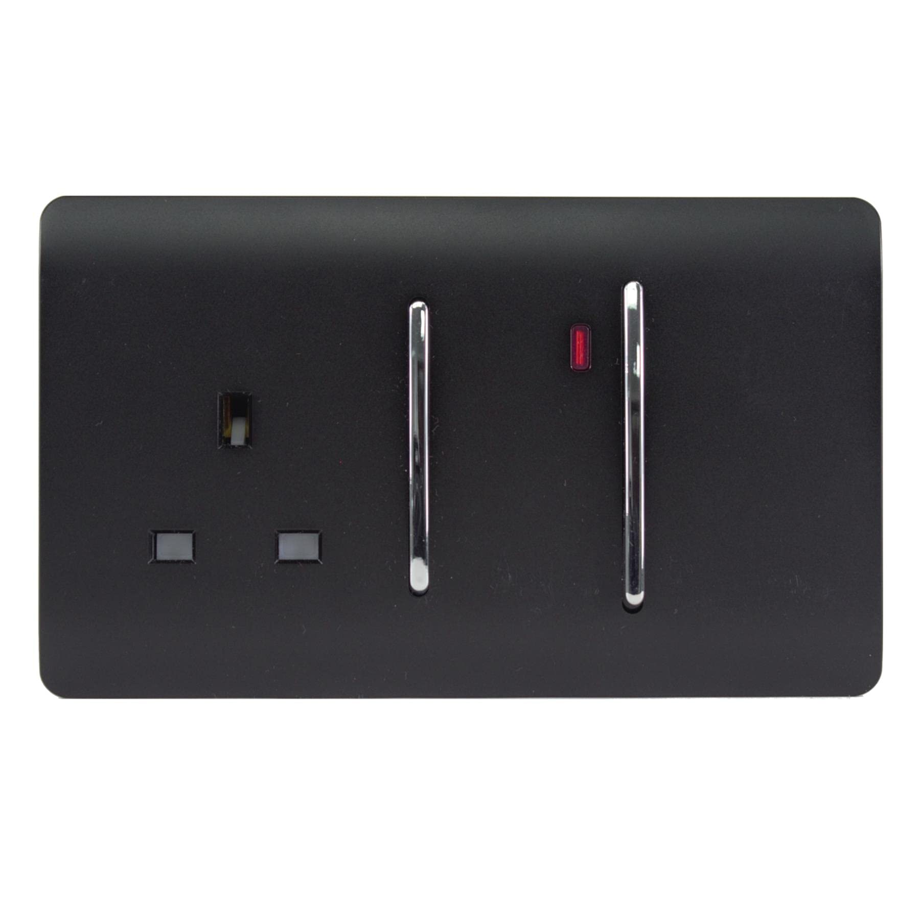 Trendi Switch 45 Amp Cooker Switch & 13 Amp Socket - Black - Double Size Plate