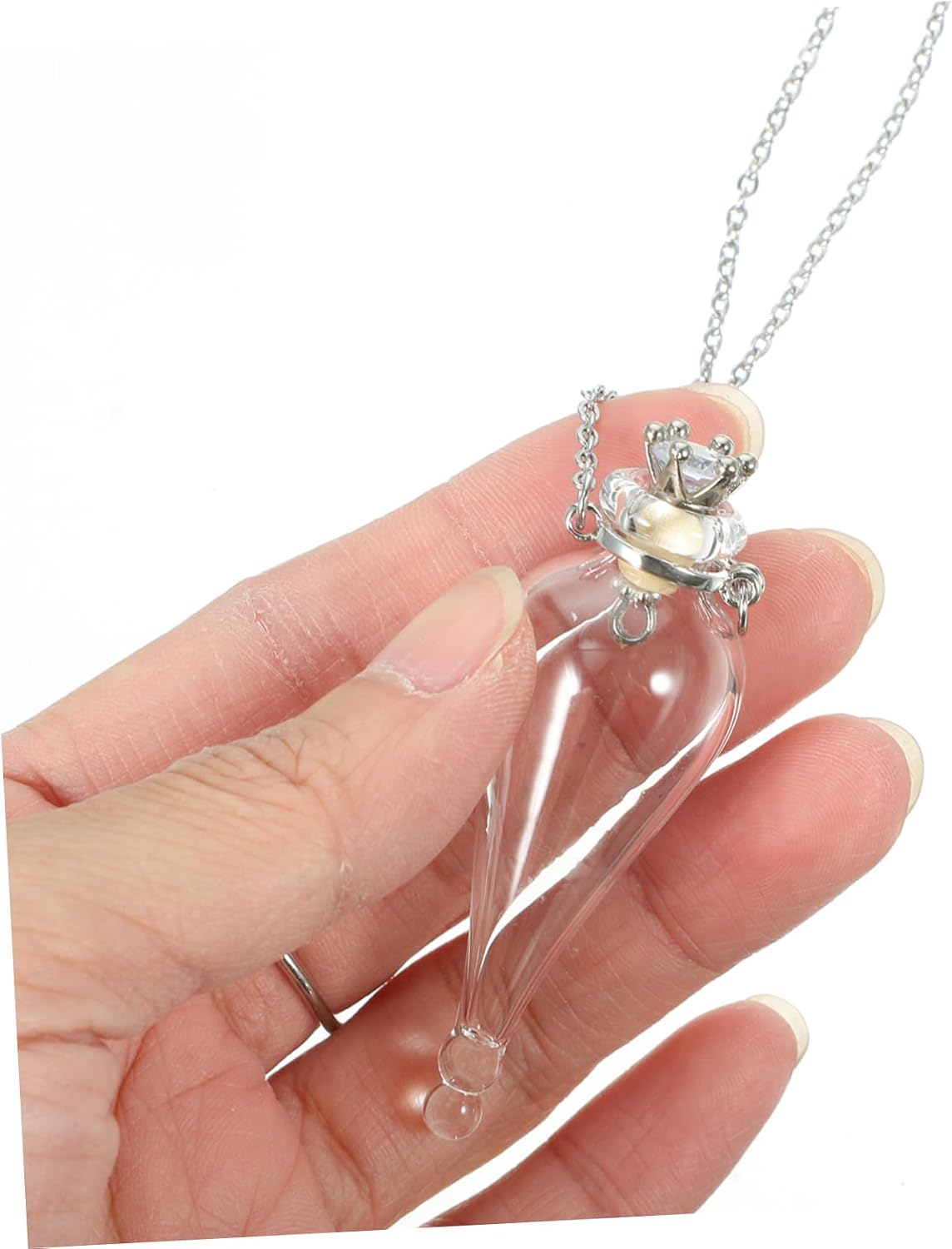 Abaodam Glass Wish Bottle Necklace Mini Jar Pendant with Chain Hanging Potion Bottle Decor for Honeymoon Souvenirs Perfume Storage Travel Keepsake 2.36 X 0.78 X 0.78 in