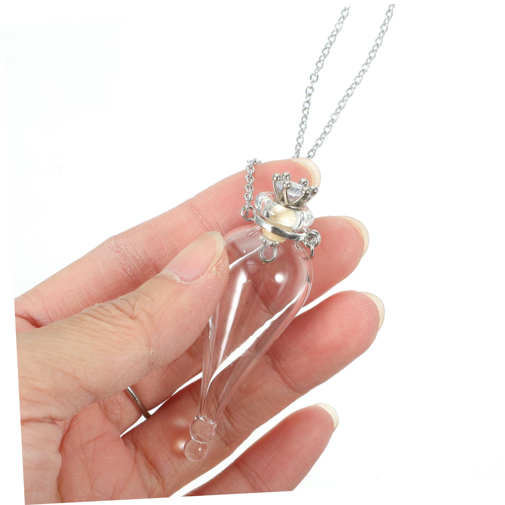 Abaodam Cork Mini Bottle Pendants and Necklaces with Cover, Decorative Glass Jars with Chain