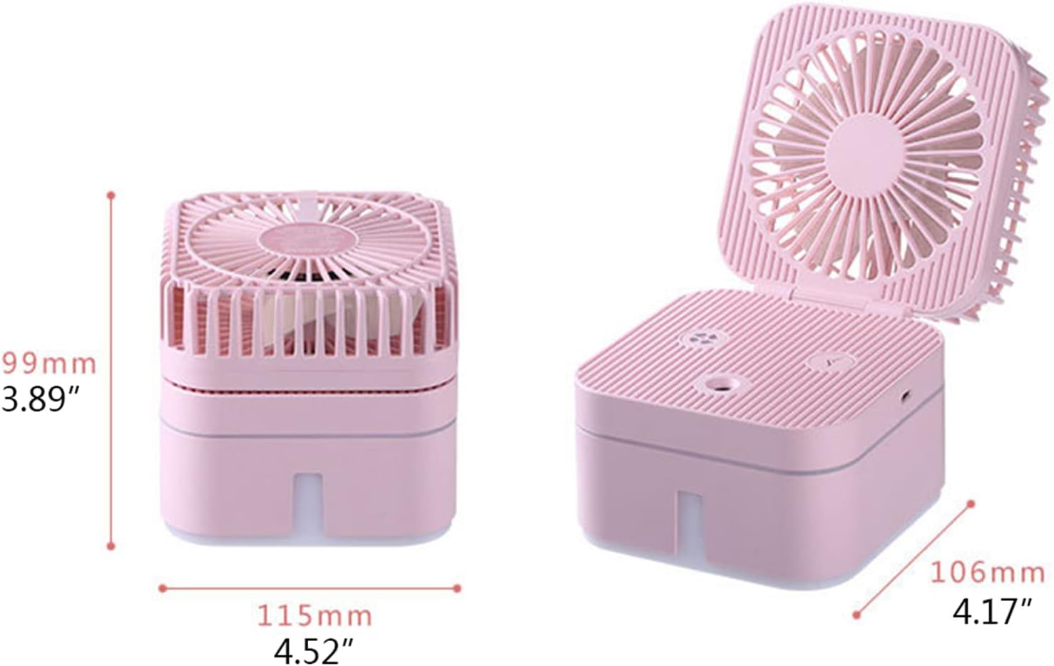 Movable Desktop Square Cooling Fan 2-in-1 Air Humidifying Spray Fan Low Noise Fan for Bedroom Office Travel