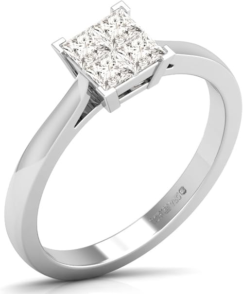 0.50ct Illusion Set Princess Cut Diamonds Engagement Ring Available in Gold and Platinum