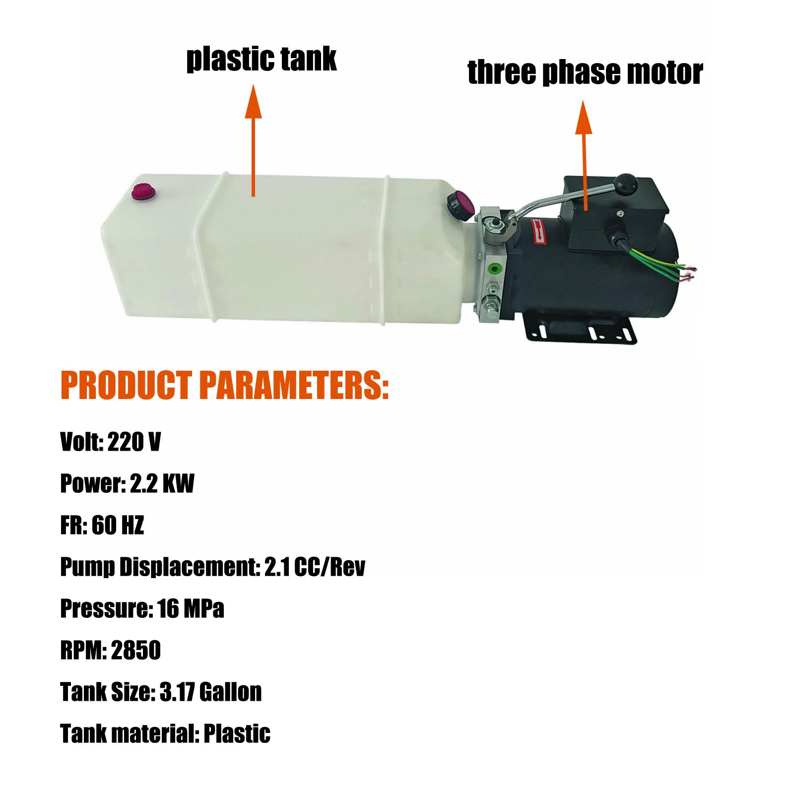 INTSUPERMAI Hydraulic Power Unit 2.2kw Hydraulic Pump Three-Phase Hydraulic Power Supply Pump Lifting Machine Hydraulic Pump with Plastic Tank for Lifting Machine 220V