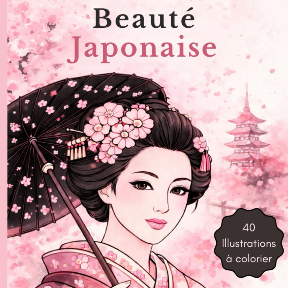 Beauté Japonaise: Livre de coloriage adulte anti-stress – Motifs japonais à colorier