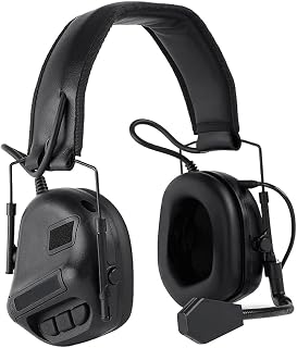 Auriculares tácticos Behind-The-Head, con control remoto por radio PPT, cancelación de ruido, Walkie Talkie, para Airsoft, militar, caza, juegos de guerra, tiro, aviación, color negro