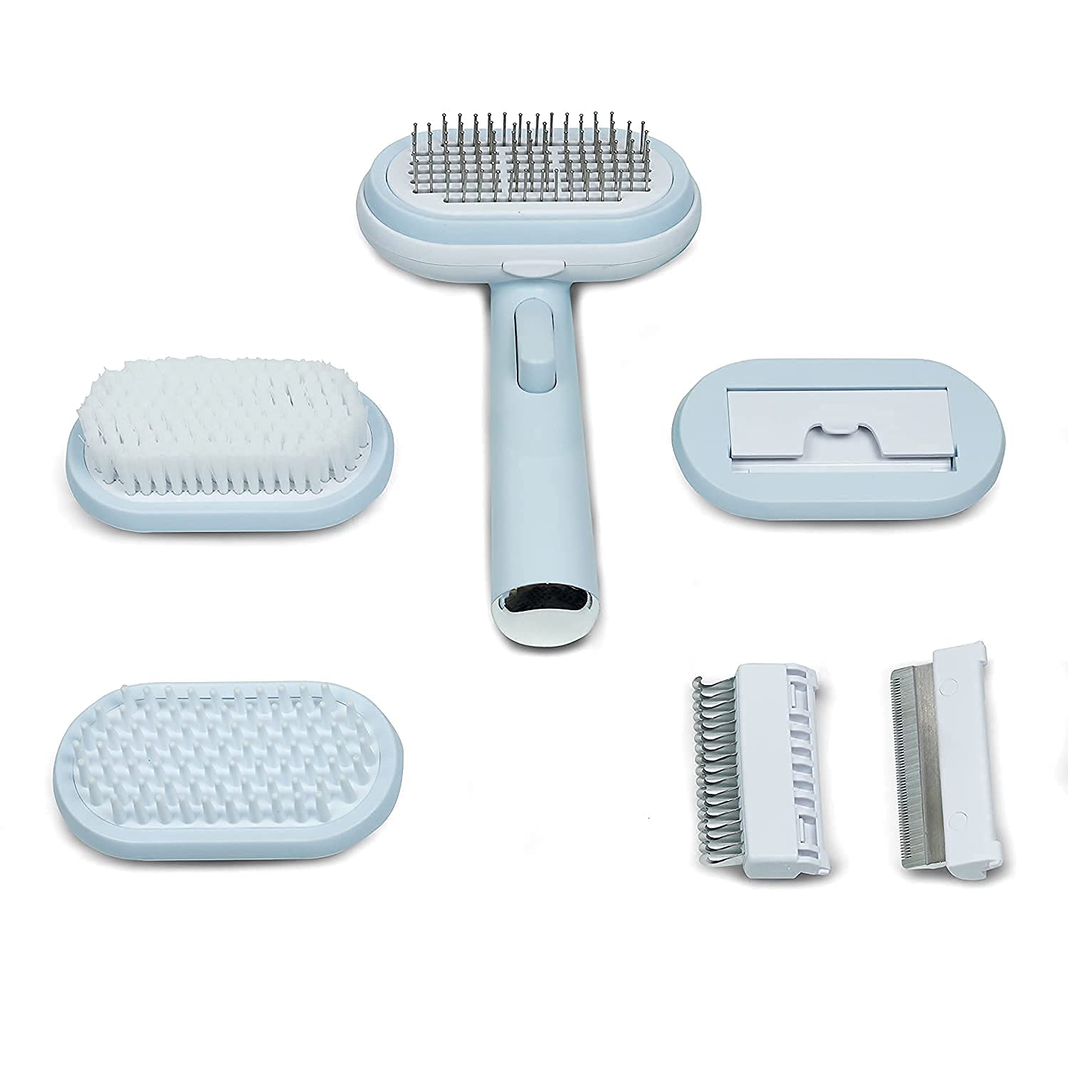 RvPaws 5 in 1 Pet Grooming Kit Pin Brush, Bristle Brush, Dematting Comb, Deshedding Comb, Massage and Bath Brush for Dogs & Cats (B09J295J2B) Amazon Price History, Amazon Price Tracker