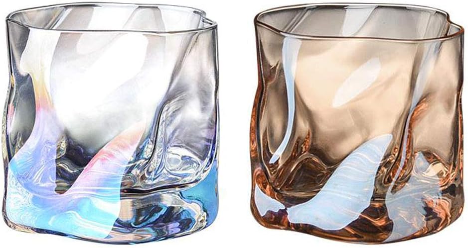 Jialin ガラスコップ 2点セット 6点セット おしゃれ 大容量 タンブラー コップ 280ml ロックグラス ウイスキー ワイン 冷茶グラス カップ 透明 北欧風 デザイン プレゼント 波型 晩酌 セットc 今年人気のブランド品や