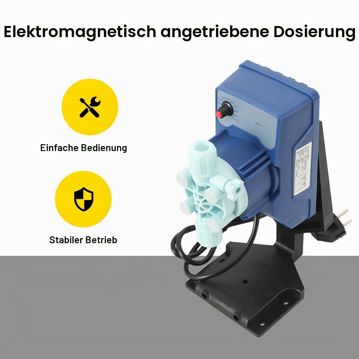 Elektromagnetische Dosierpumpe Membranpumpe, 20L/H 240V 1 Bar | IP65, Einstellbare Dosierpumpe für Flüssigkeitsdosierung