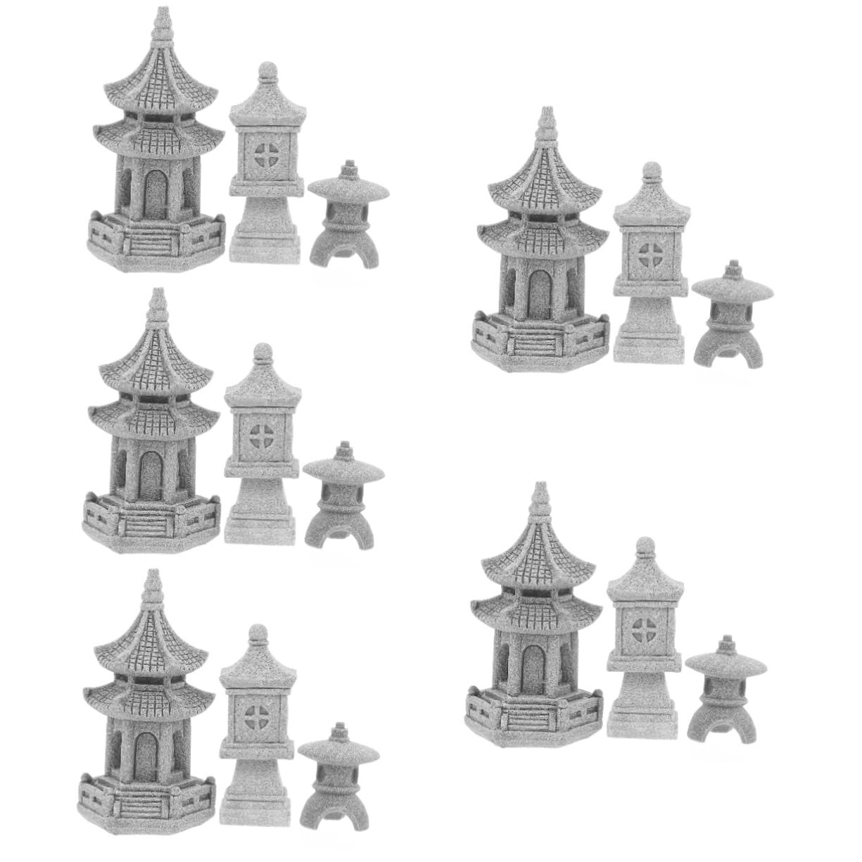 BESTonZON 15stücke Teiliges Mini Pagoden Gartenornament Dekorative Bonsai Landschaft Mit Großer Und Kleiner Und Steinlaterne Für Garten Und Balkon Deko