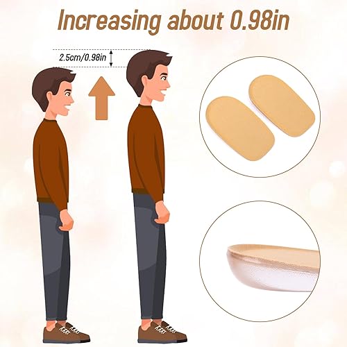 Miniatura 2 de KALIONE Elevadores de talón, plantillas de gel que aumentan la altura, elevadores de zapatos suaves para piernas irregulares, elevadores de zapatos