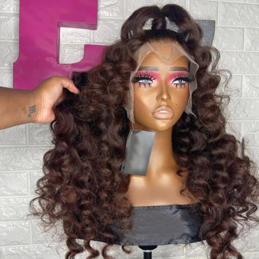 Pre Plucked Raw Virgin Human Hair Wigs 360 Full Lace Frontal Wigs Vendor Brown