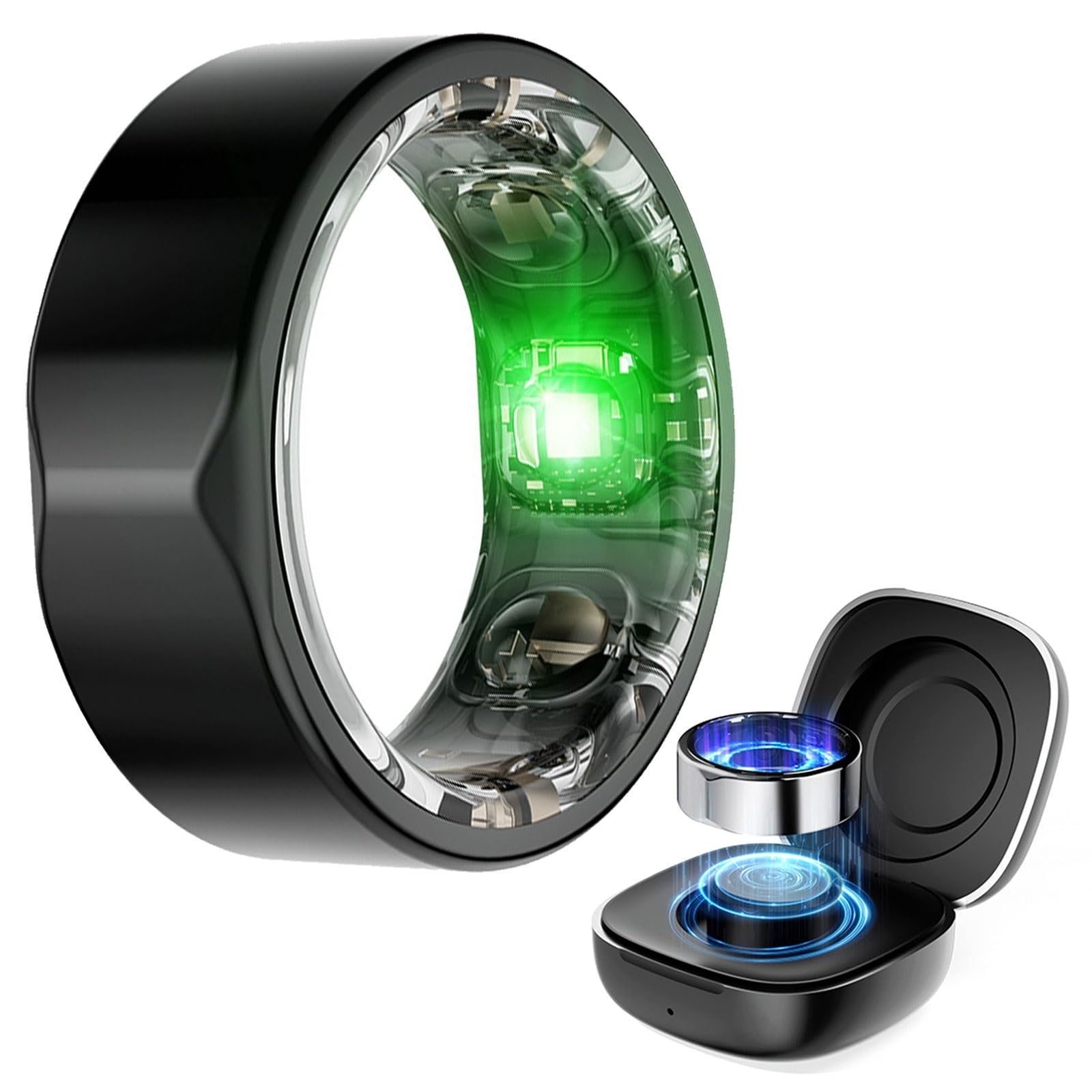 Anillo inteligente de salud, anillo de dedo portátil, monitor de sueño automático, monitoreo de salud con oxígeno en sangre y monitor de frecuencia cardíaca, rastreador de fitness impermeable