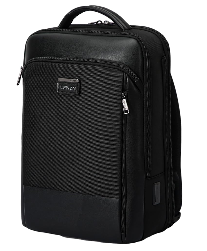 LENZN Laptop Business Backpack for Men & Women, Work Backpack Fits 15.6 Inch Laptop, Travel Bagpack with USB Charging Port, Anti-Theft Pocket, Durable
