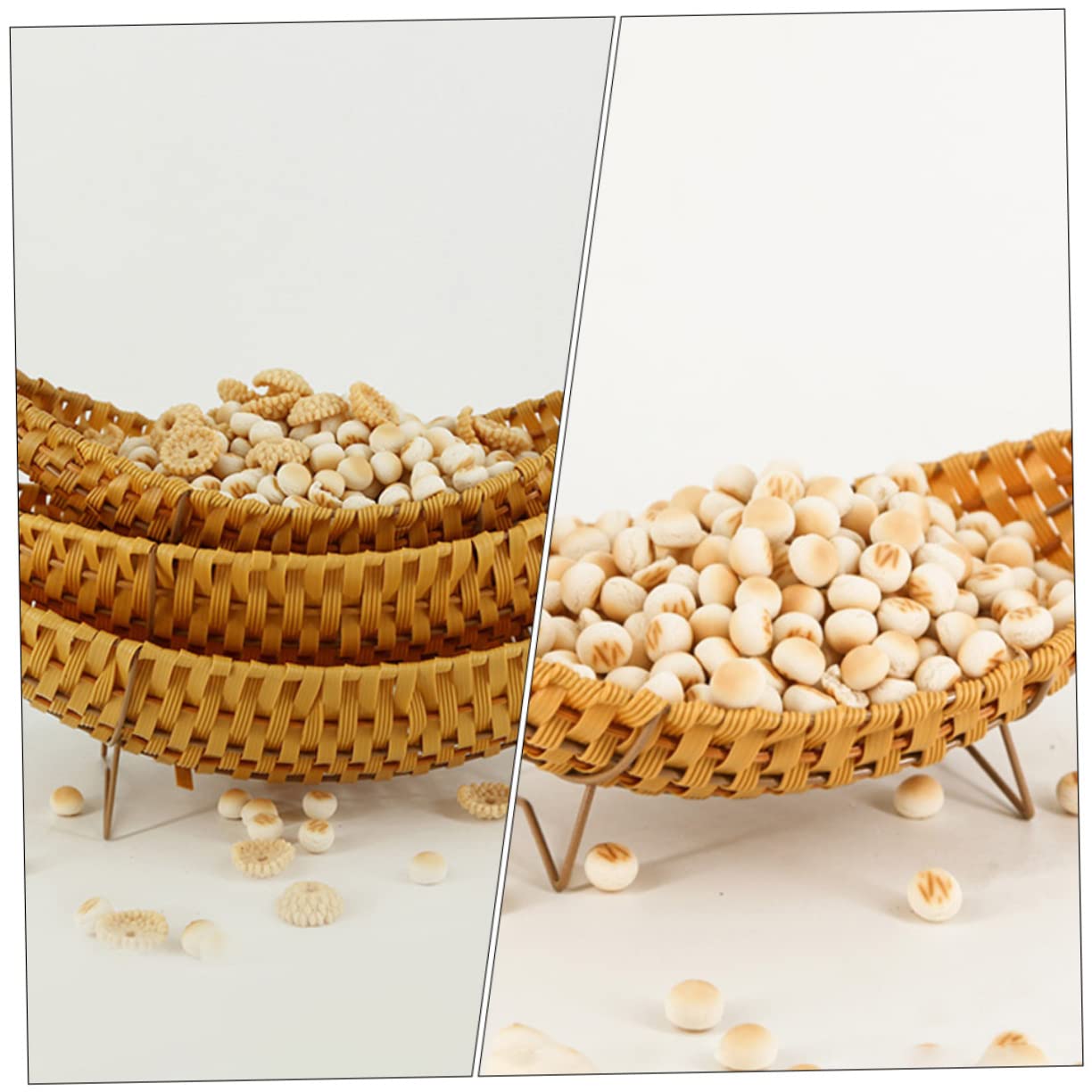 Alipis Kitchen Basket Rattan Storage Basket for Desktop Hotel Office Brown Woven Craft