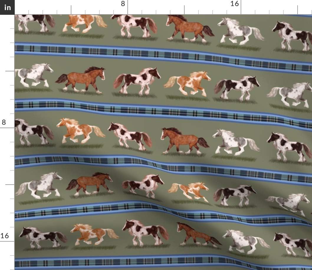 Spoonflower Fabric - Horse Stripe Horses Pony Stripes Printed on Petal Signature Cotton Fabric by The Yard - Sewing Quilting Apparel Crafts Decor