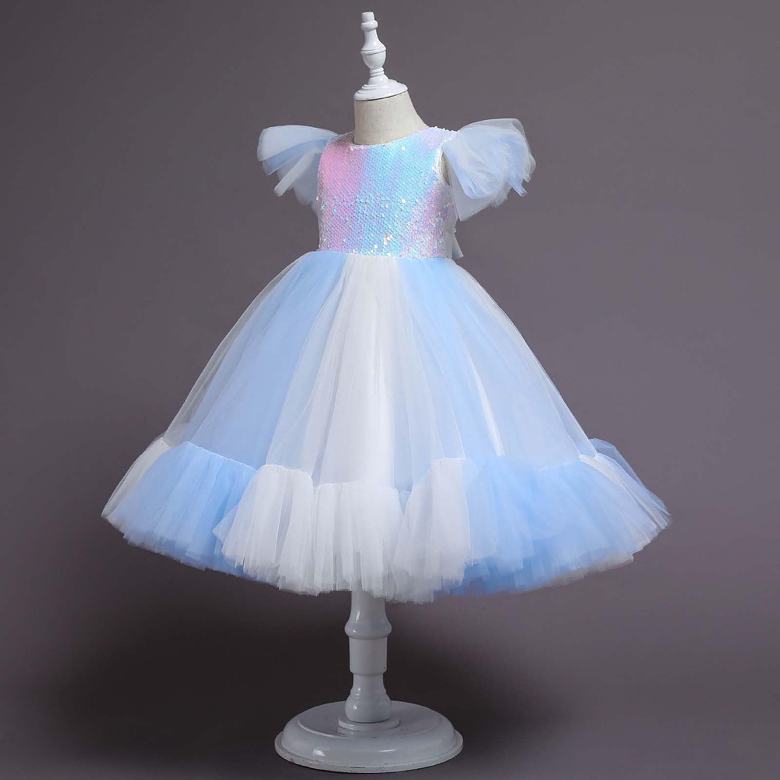Tutu Ballet Niña Tutu Niña Falda Fin de Semana Casual Vestido De Fiesta con Mangas Abullonadas, Cinturón Brillante Y Diadema, Tutú Glamoroso para Galas Y Celebraciones Infantiles