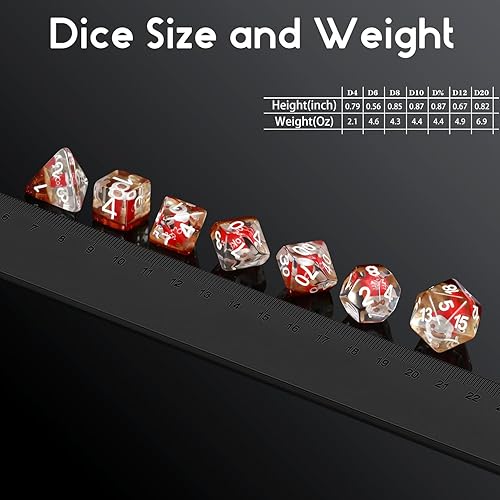 Miniatura 126 de DNDND - Juego de dados DND de resina de 7 piezas con bolsa de terciopelo para juegos de rol D&D y juegos de mesa