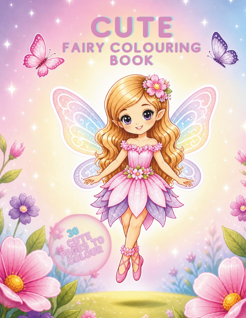 Cute Fairy Colouring Book: 30 Magical and Adorable pages to colour