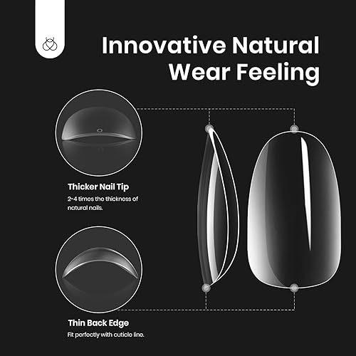 Miniatura 6 de Beetles - Kit de extensión de uñas de gel fácil, 240 puntas de uñas suaves, forma ovalada extra corta con pegamento de uñas 5 en 1 y lámpara LED UV,