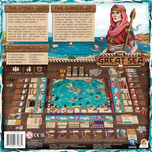 Garphill Games: The Great Sea - Strategy Board Game, Conquest Combat & Commerce On Land & Sea, Map Movement & Action Selection, Ages 14+, 2-4 Players - 1