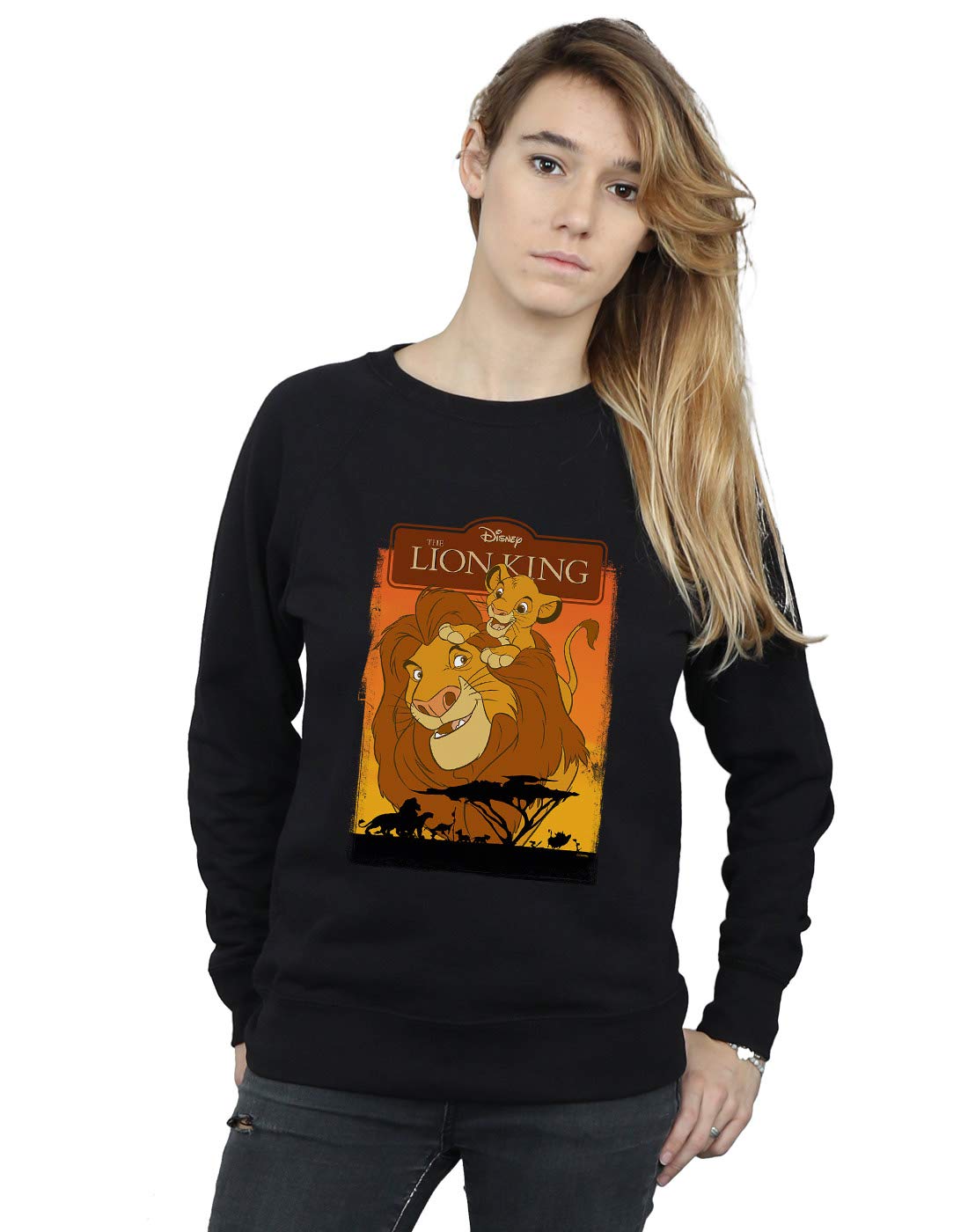 Disney Women's Black The Lion King Simba And Mufasa Sweatshirt In Small