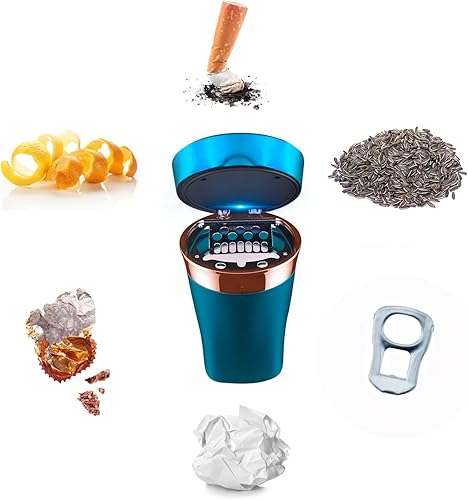 Miniatura 18 de Cenicero de automóvil, cenicero automático, encendedor electrónico de cigarrillos desmontable, alimentado por energía solar/recargable por USB