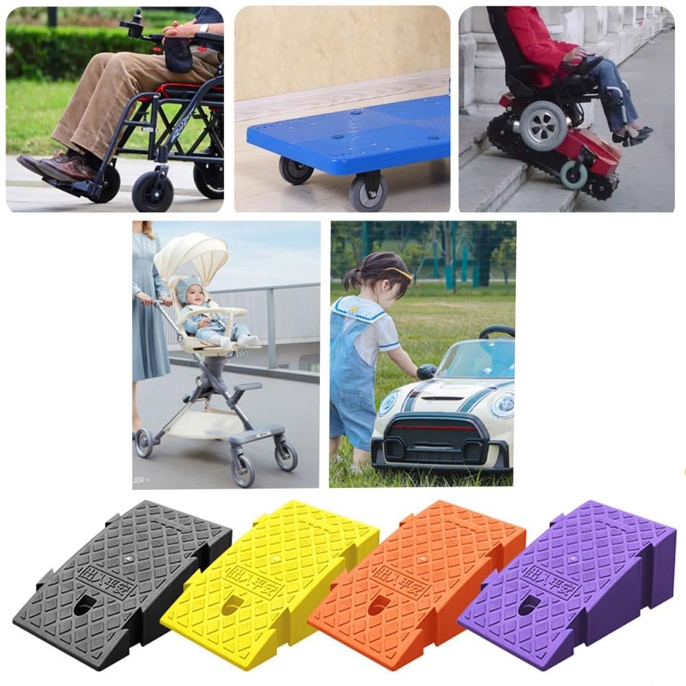 2szt Rampa Krawężnikowa，Przenośne Blokujące Plastikowe Rampa Progowe Na Podjazd, Kosiarki, Skuter, Wózek Inwalidzki, Samochód, Motocykl(Mauve)