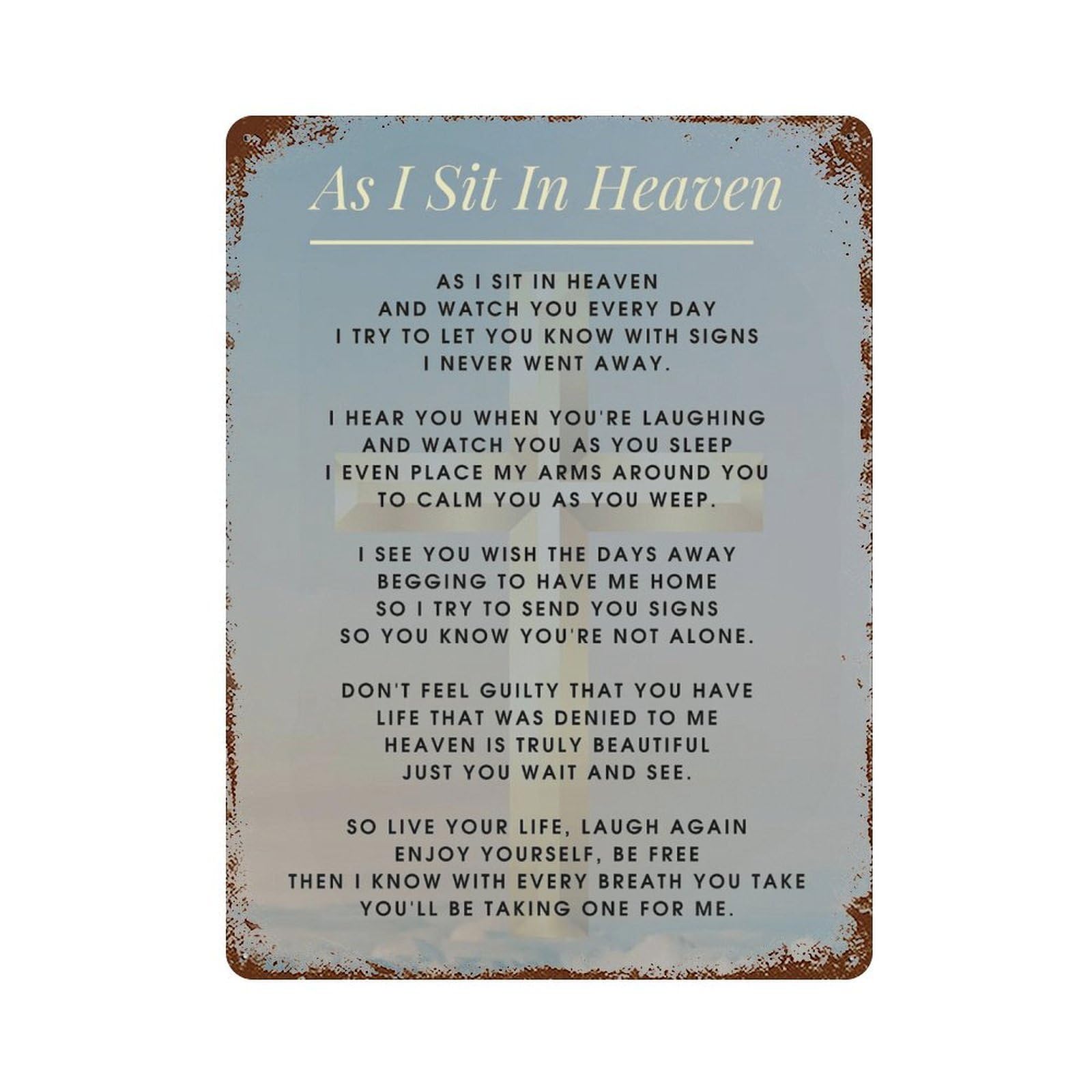 xiaoxiaoshen Funeral Ode, When I Am in Heaven Celebrating Life Wall Decor Art Metal Tin Poster Modern Home Decor Art Home Bar Shop Decorations Vintage Sign 40x30cm