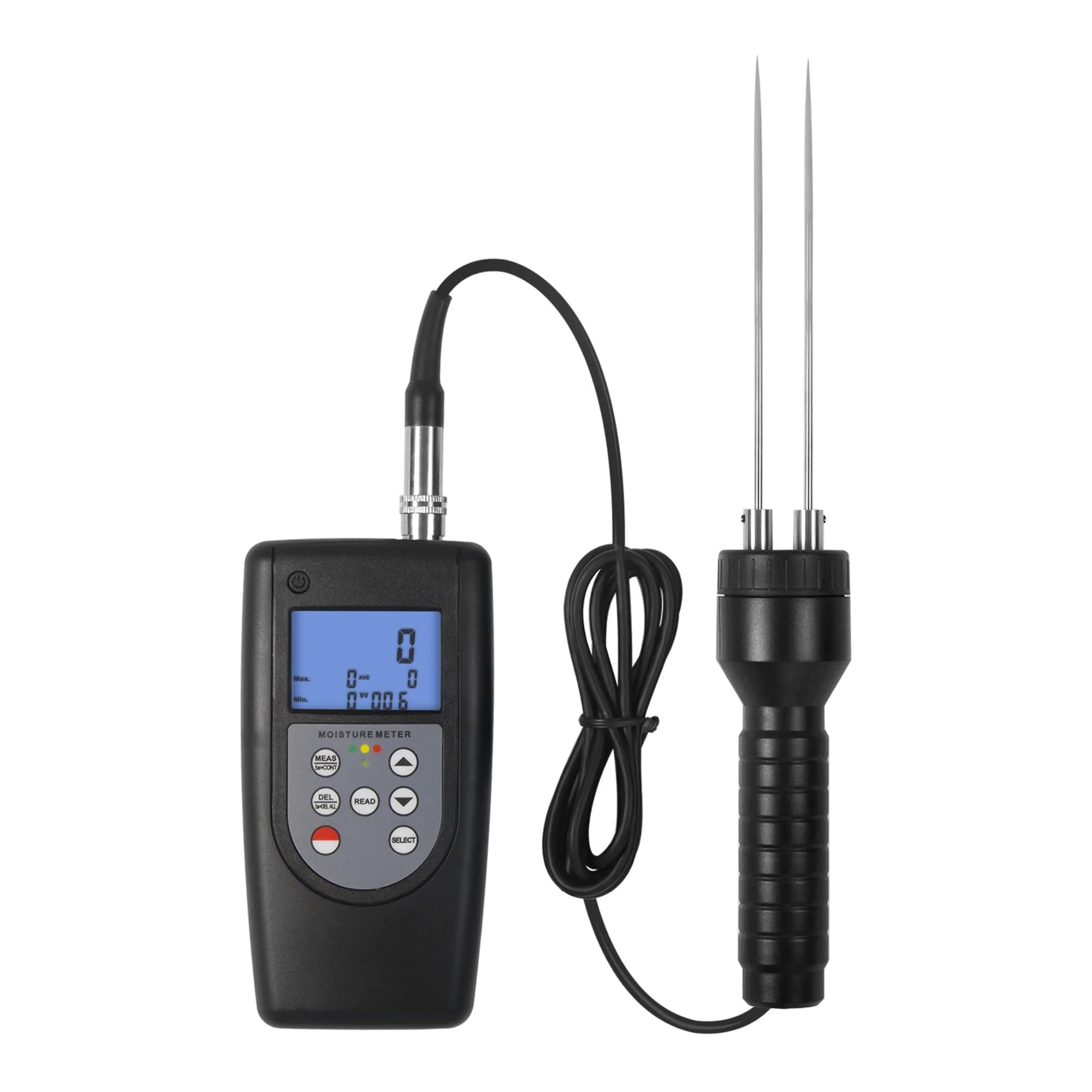 MC-7828 Humidimètre numérique 0 à 80 % avec écran LCD rétroéclairé, mémoire de données 99, lectures moyennes maximales minimales, capteur de sonde pour jardin, serre et plantes d'intérieur