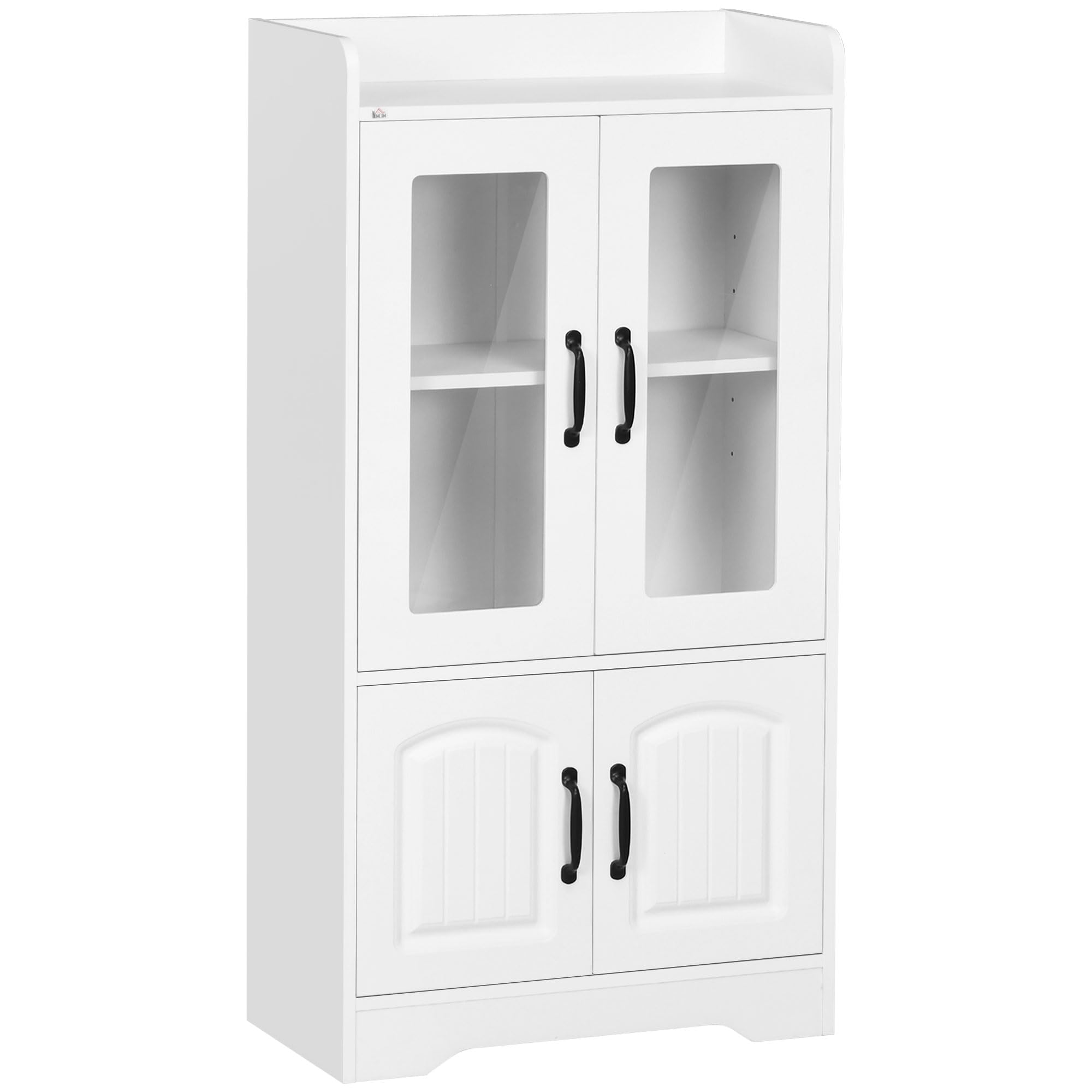 HOMCOM Vitrina de Salón Estantería Puertas de Vidrio 60x30x116 cm Blanco | Librería, Estante Ajustable, Bisagras de Cierre Suave, para Estudio Oficina Dormitorio