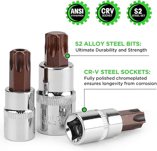 Miniatura 4 de SWANLAKE Master TORX - Juego de dados de 34 piezas, acero de aleación S2 premium, estrella sólida y a prueba de manipulaciones T6 T70