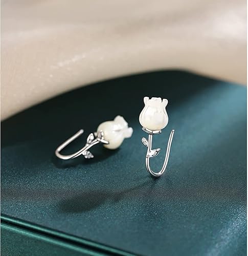 Miniatura 5 de Reffeer Aretes de plata de ley 925 maciza con diseño de flores para mujer