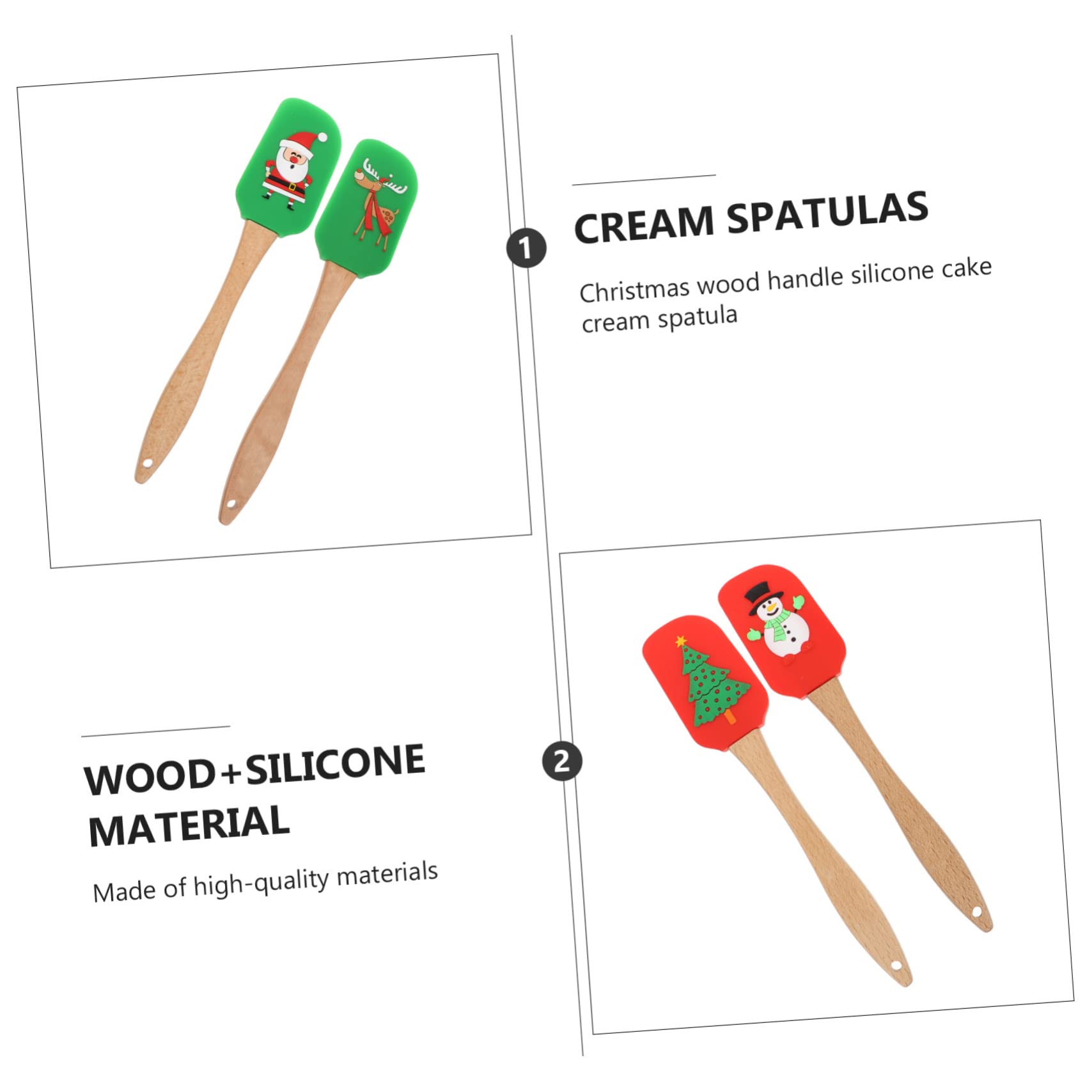 4piezas Raspadores De Silicona Para Crema y Mantequilla Utensilios De Cocina Para Hornear Herramientas De Repostería Navideñas Asortidos
