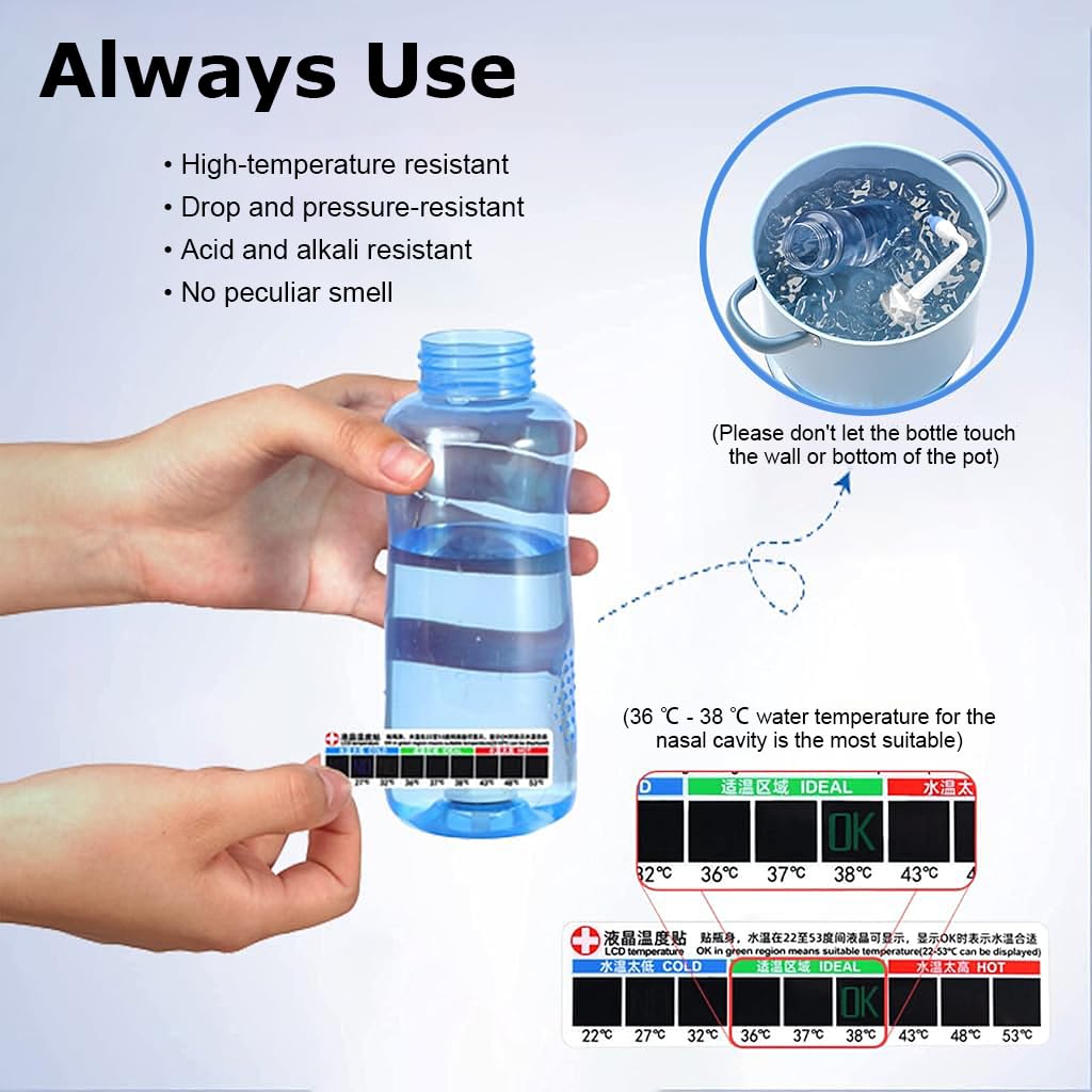 HANNEA Jal Neti Bottle 300ML, 2 Nozzles, 40 Salt Packs, Nasal Rinse Kit 1