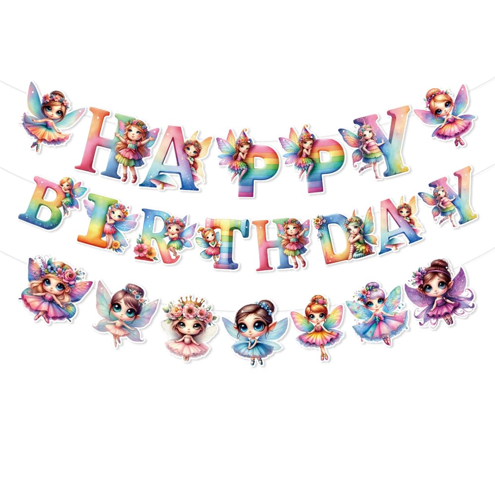 Décorations fête anniversaire filles et fanions muraux thème enchanté papillon