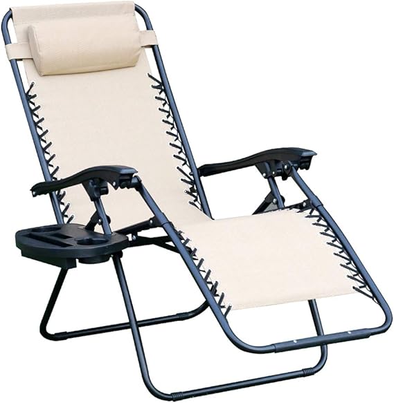 Zero Gravity Chair, Lawn Chair Flolding Recliner Lounge Chair with Removable Pillow