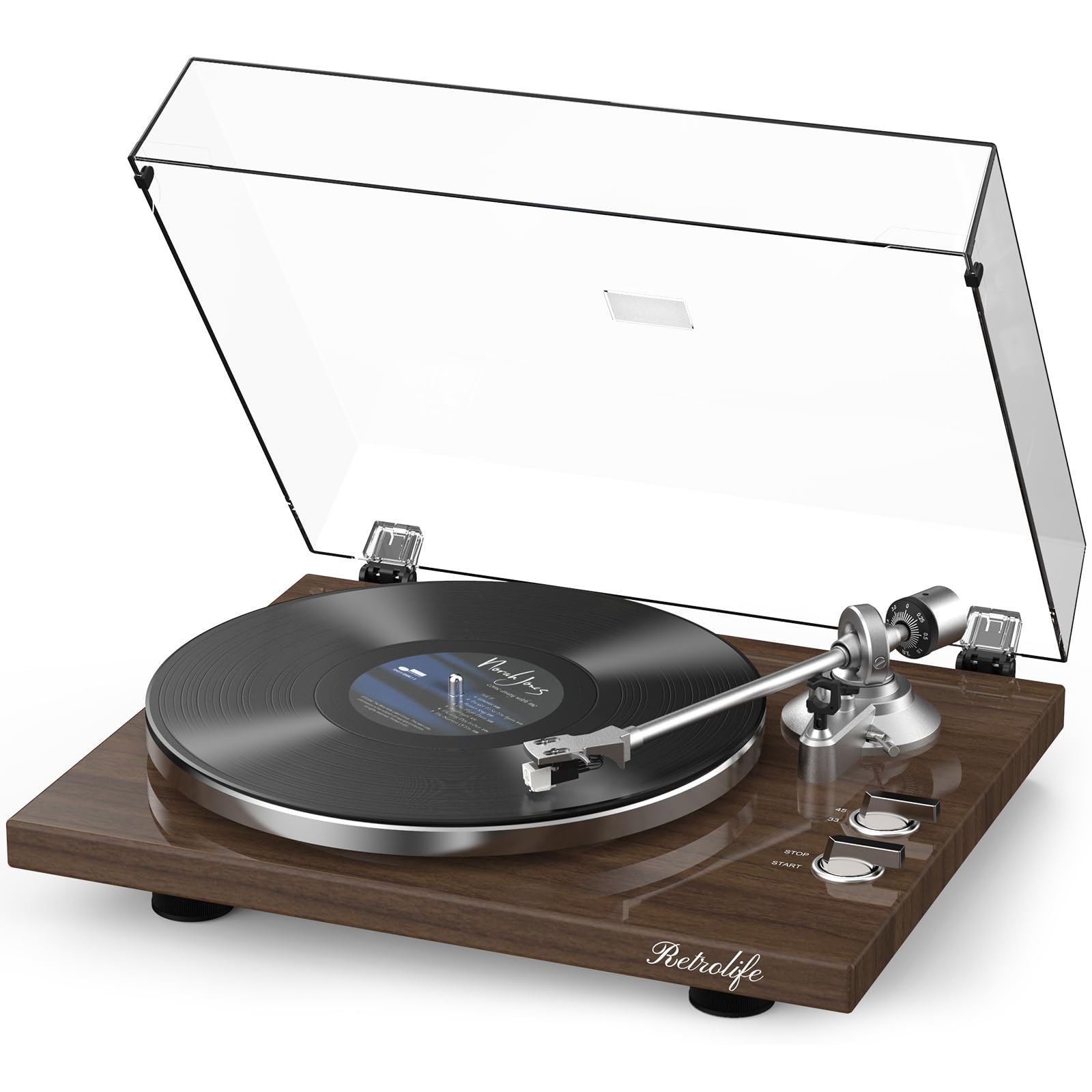 Turntables Belt-Drive Record Player with Wireless Output Connectivity, Vinyl Player Support 33&45 RPM Speed Phono Line USB Digital to PC Recording with Advanced Magnetic Cartridge&Counterweight