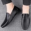 Men's Loafers Flat Breathable Casual Leather Moccasins Handmade Slip On Driving Business Shoes Black Size 10 #5