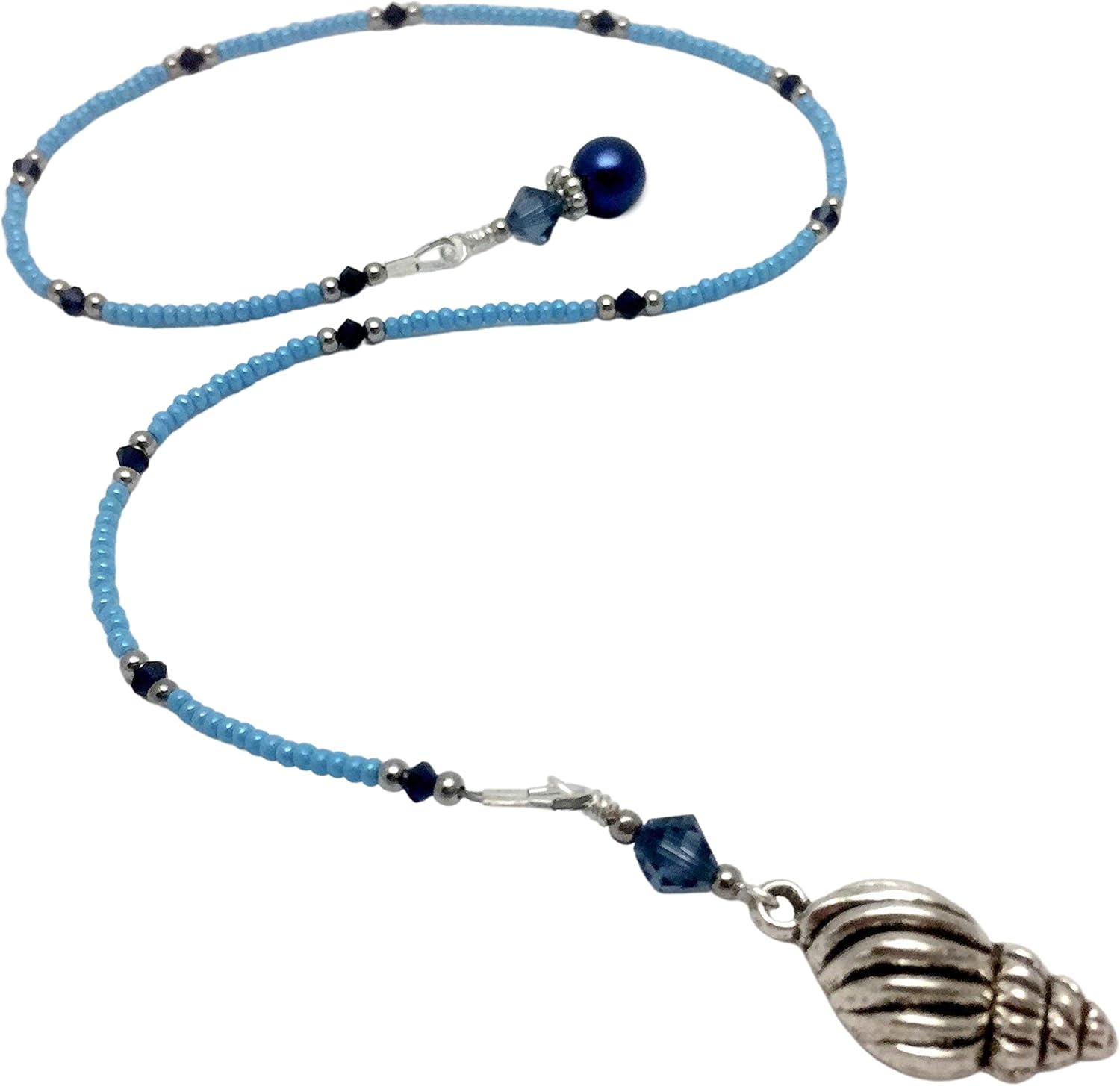 Seashell Blue Beaded Bookmark for Women, Book Thong Accessory for Readers