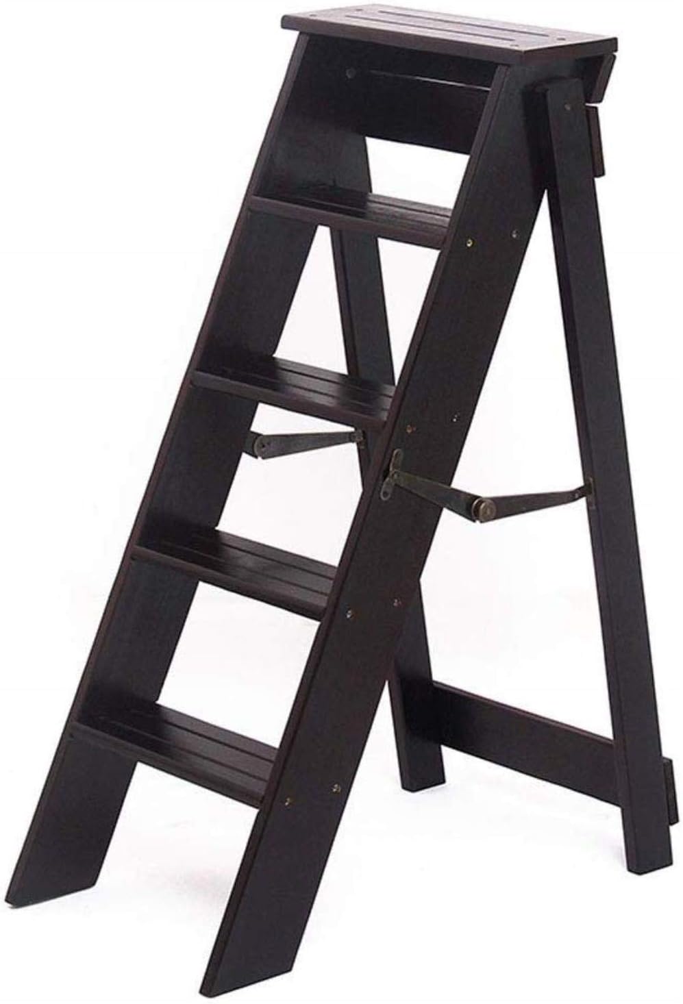 Foldable Step Ladder Stool Stepladder, Wooden Multi-Purpose Stair Chair Home Library Step Stool