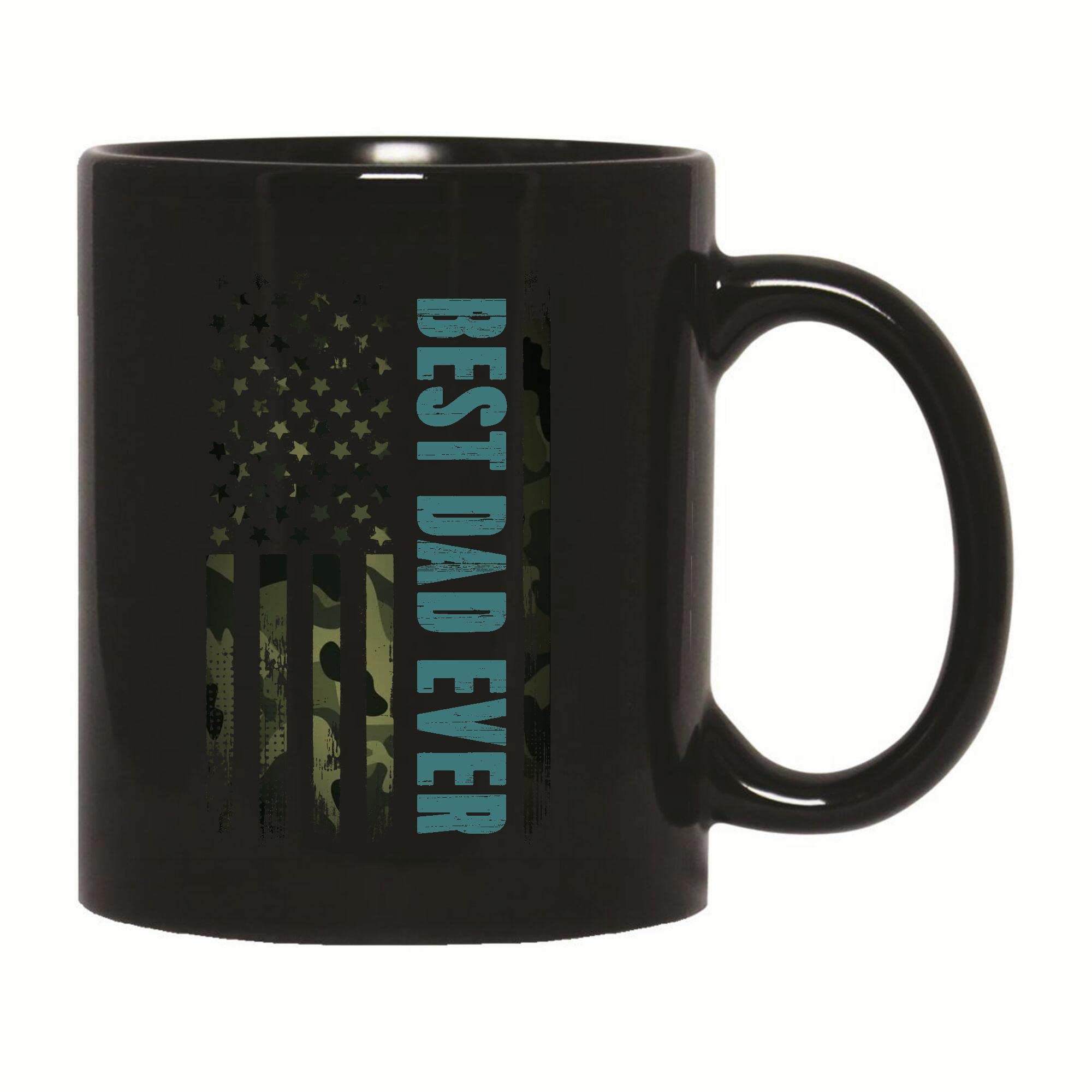 Best Dad Ever Flag US Gift for Fathers Day 11oz 15oz Black Coffee Mug