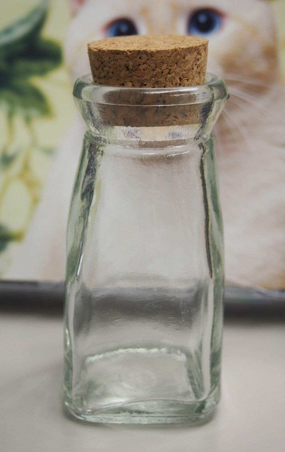 Mini Vintage Milk Bottle Jug Jar Glass Carafe Favor Cork, 4-1/4-inch