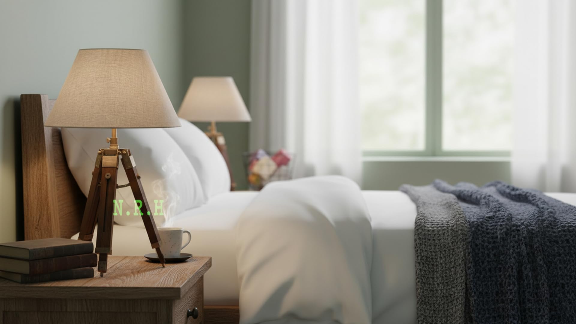 Lámpara de mesa trípode de madera (sin sombra) para decoración del hogar y la oficina, lámpara de mesa/lámpara lateral de cama