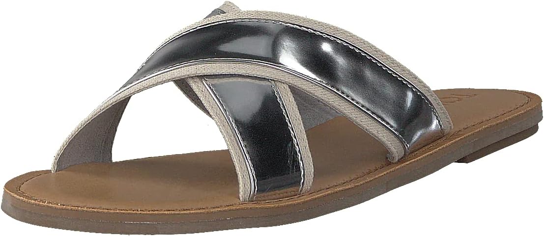 TOMS Womens Viv Metallic Flat Athletic Sandals Casual - Silver 9.5 B - Medium US Silver Specchio