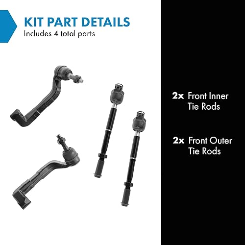 Vista 821 de TRQ - Juego de barras de acoplamiento delanteras interiores y exteriores