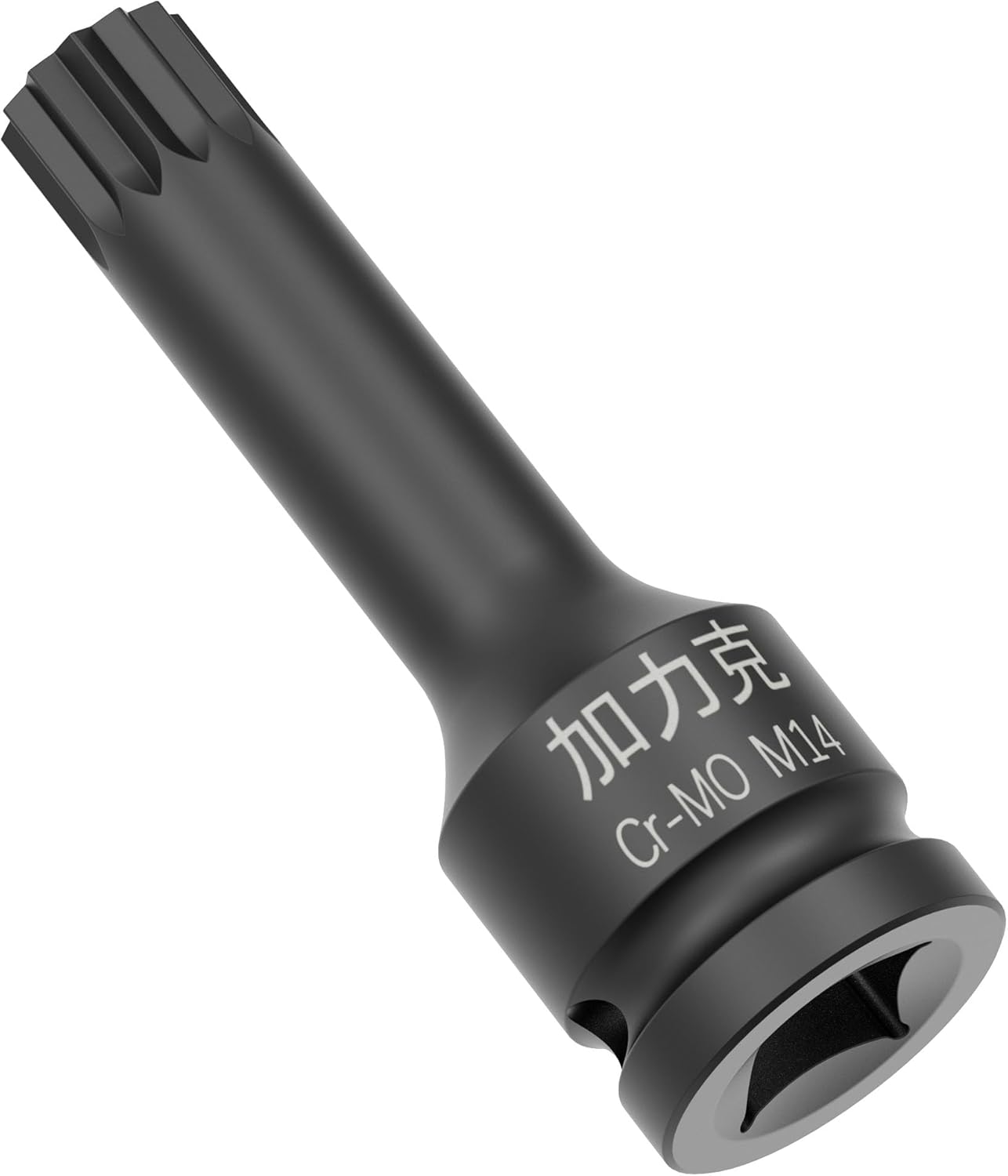1/2-Inch Drive x M14(14mm） Impact XZN Triple Square Spline Bit Socket, Metric Lengthen Screwdriver Socket Adapter, 3-Inch Length, CR-MO Steel, One-Piece Construction, Black